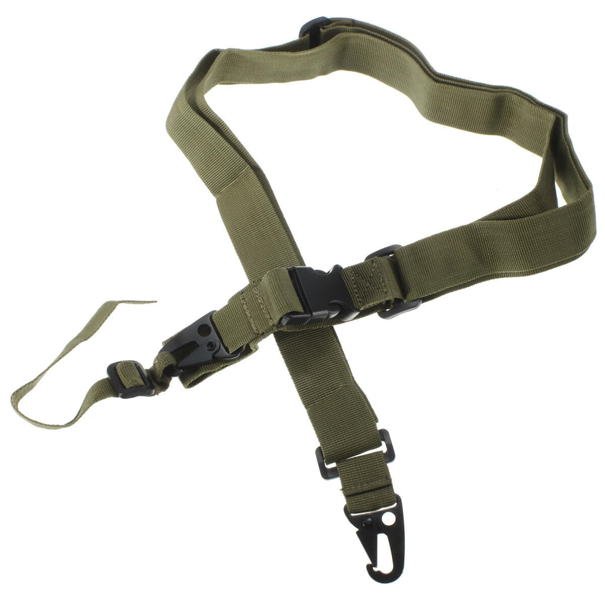 EDC 3-point Strap Three Point Tactical Sling Multi-function Adjustable String Clip Airsoft Strap - Black